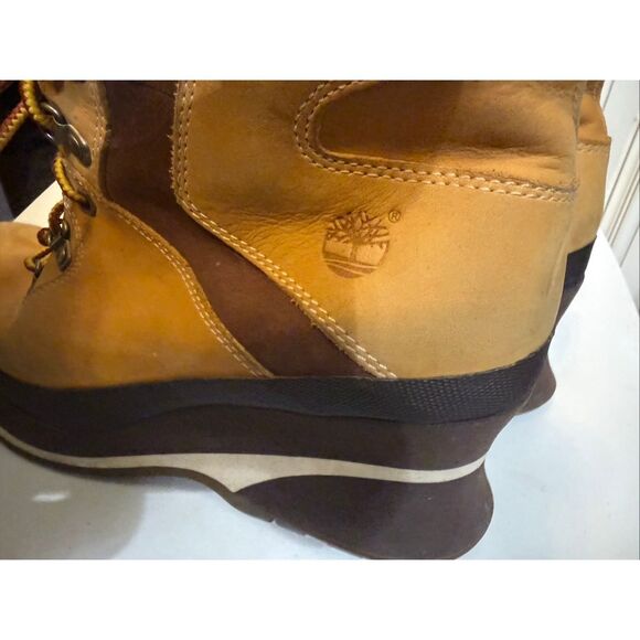 Timberland Women's Canary Leather Lace Up Wedge Ankle Boots Tan Brown Size 8 - Picture 2 of 13